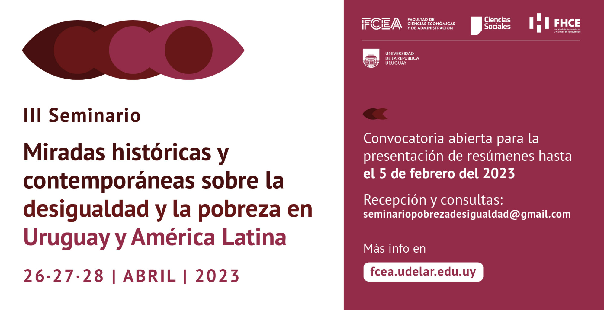 Se convoca a presentar resúmenes para el III Seminario Miradas históricas y contemporáneas sobre la desigualdad y la pobreza en Uruguay y América Latina